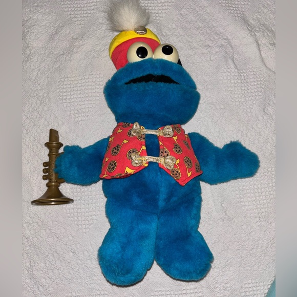 Jim Henson Other - Vintage 90s Sesame Street Trumpet Playing Cookie Monster Plush Collectible Toy